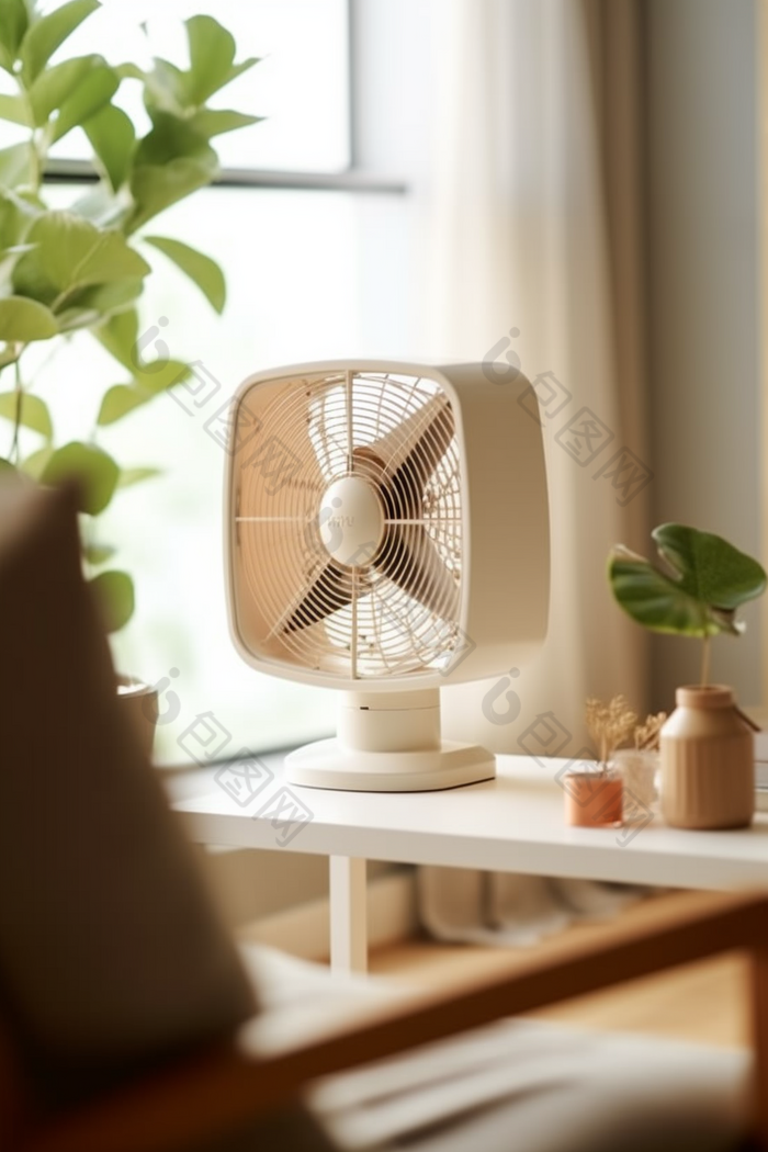 夏季浅色电风扇产品摄影图图片-包图网