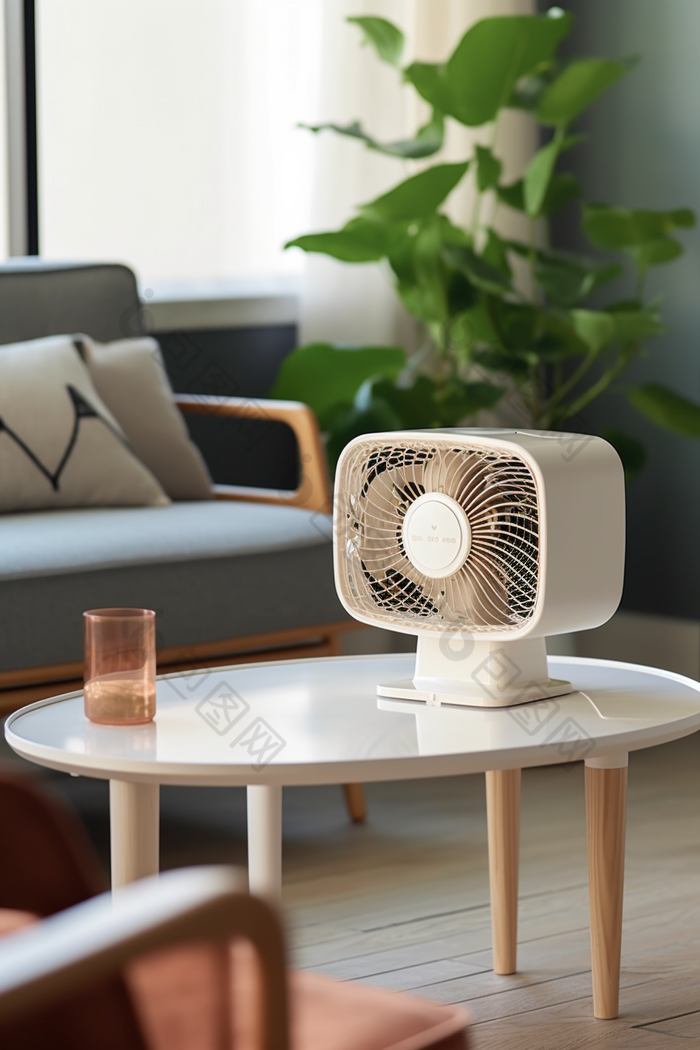 夏季浅色电风扇产品摄影图图片-包图网