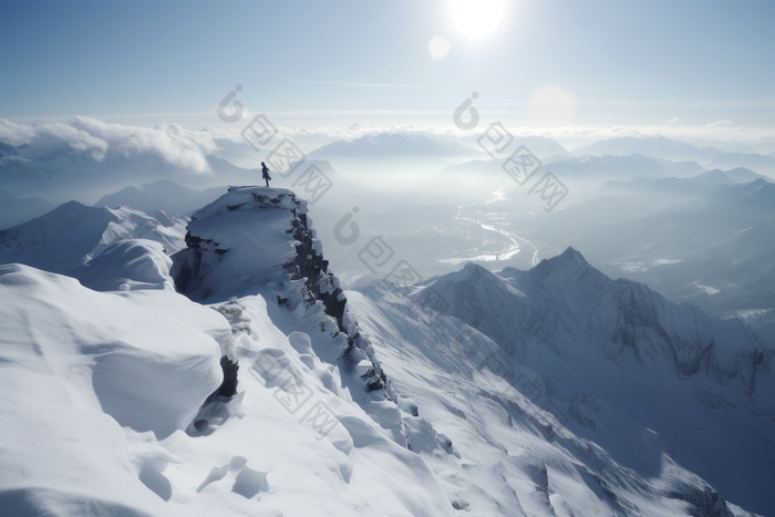 高耸入云的雪山阳光冰山