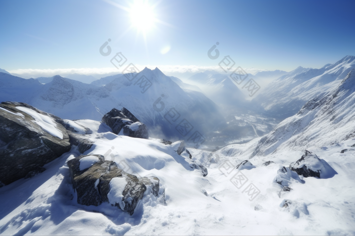 高耸入云的雪山冰雪天空