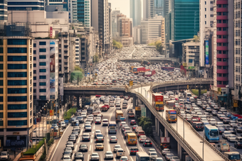 车水马龙的街道路灯水马龙