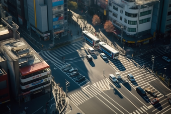 车水马龙的街道路灯马路