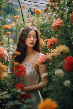 花园中的亚洲女孩艺术人像摄影图15