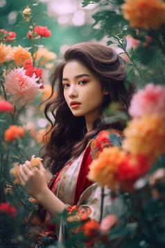 花园中的亚洲女孩艺术人像摄影图23