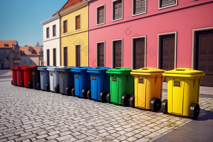 城市环保垃圾分类垃圾桶干桶湿桶