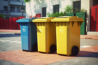 城市环保垃圾分类垃圾桶一排干桶