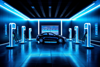 未来科技感新能源车充电站未来感蓝色