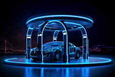 未来科技感新能源车充电站摄影图32