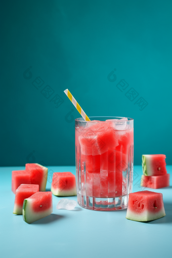 冰镇的西瓜饮品夏季水果