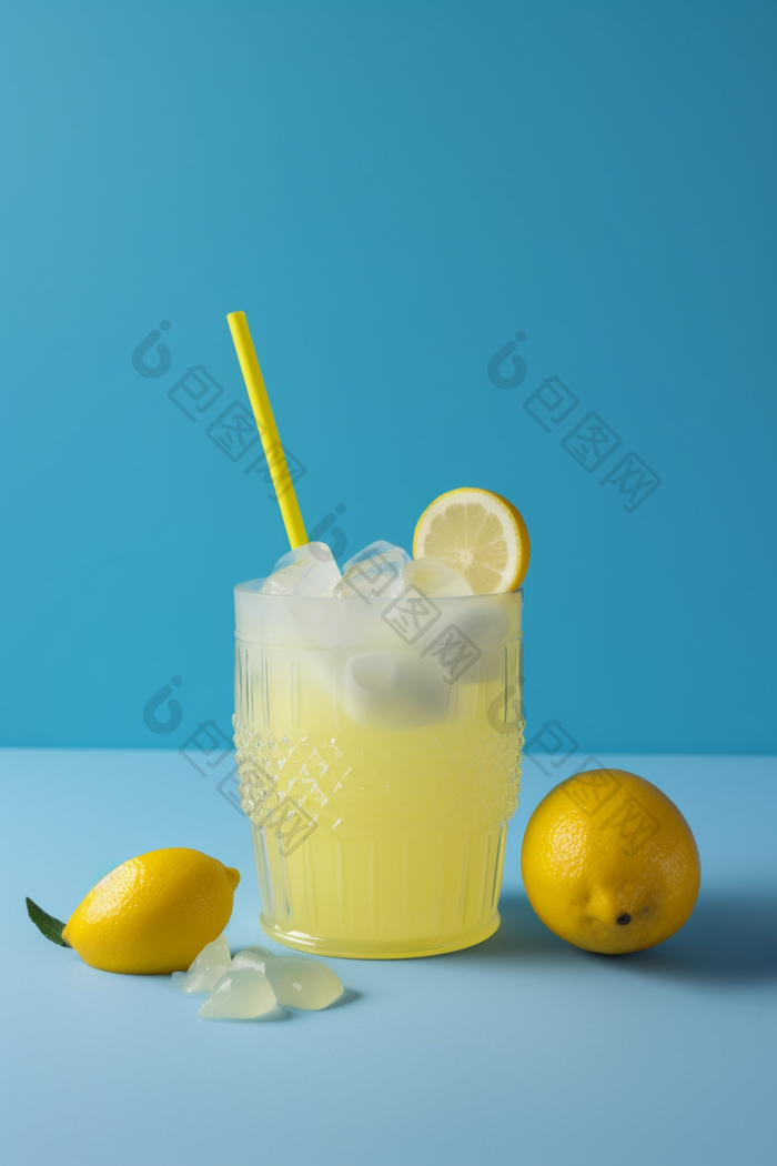 冰镇的柠檬饮品夏季酷暑