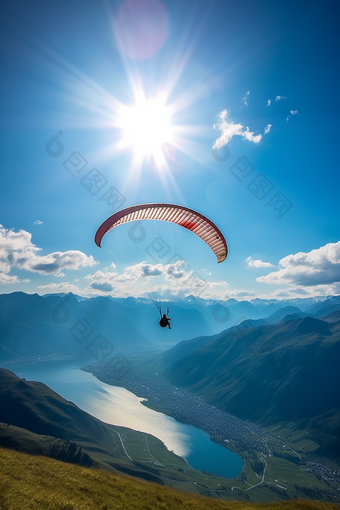 户外高空滑翔伞运动员天空