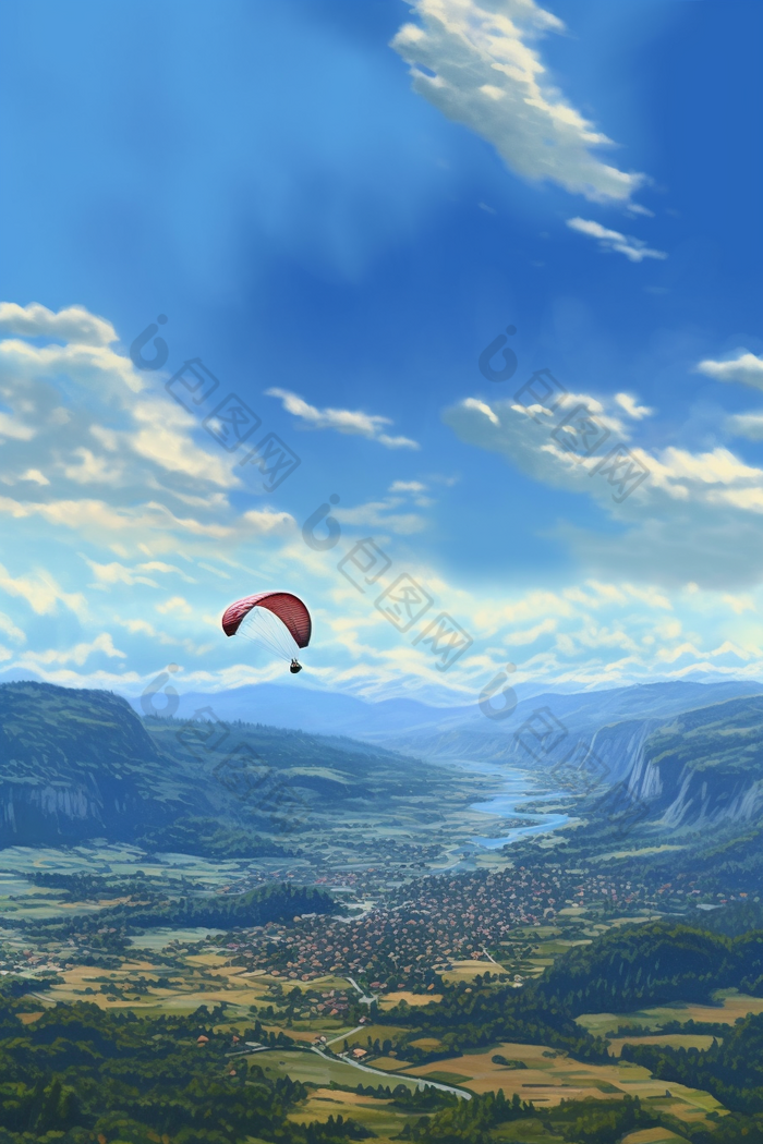 户外高空滑翔伞运动员比赛