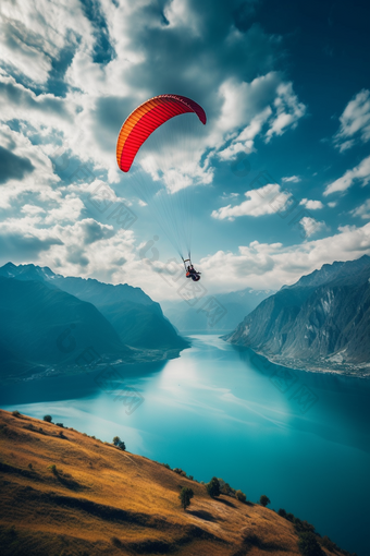 户外高空滑翔伞运动体育竞技天空