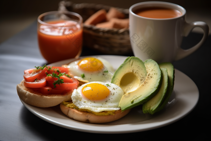 健康鸡蛋面包早餐吐司早饭