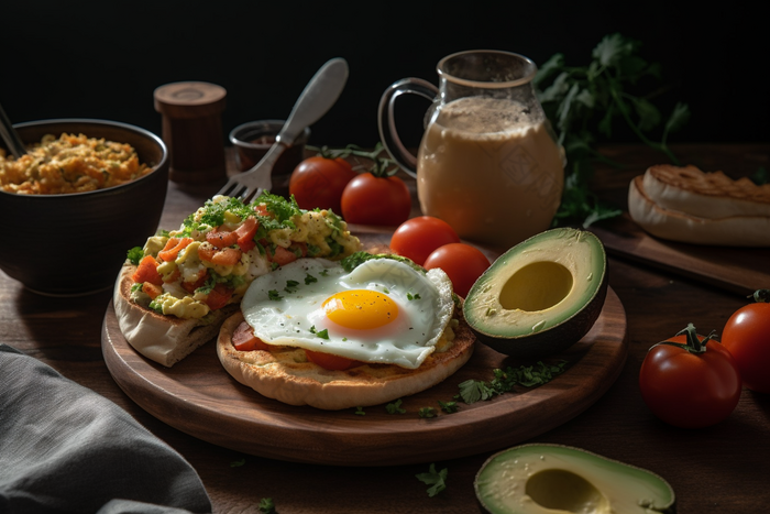 健康鸡蛋面包早餐营养食物