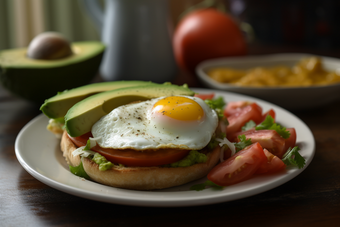 健康鸡蛋面包早餐简餐食物