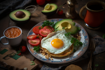 健康鸡蛋面包早餐荷包蛋桌子
