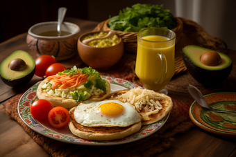 健康<strong>鸡蛋面包</strong>早餐营养桌子