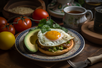 健康鸡蛋面包早餐简餐蔬菜