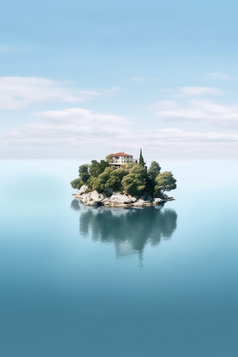 海上孤岛安静氛围摄影图10