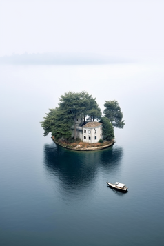 海上孤岛安静氛围摄影图5