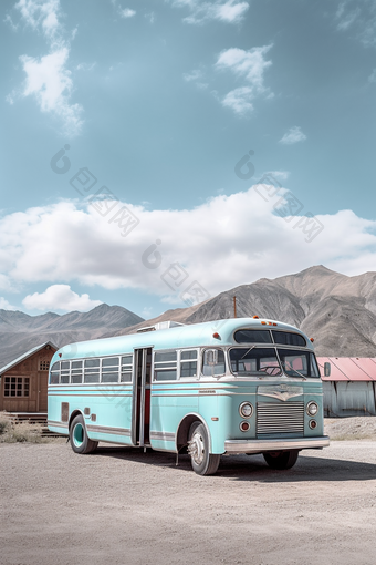 旅途中的大巴车巴士牧场