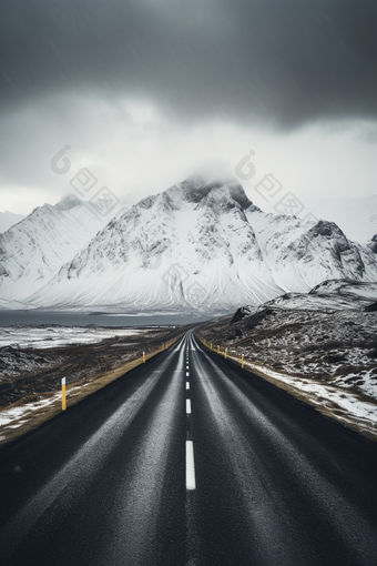 壮丽<strong>公路雪山</strong>美景白天