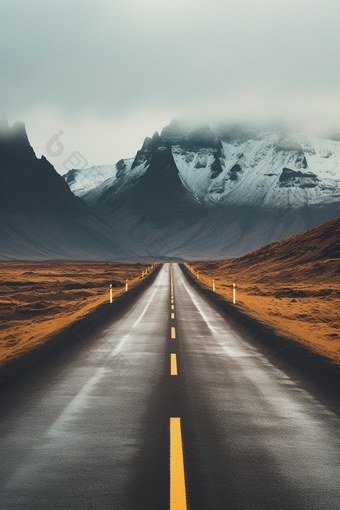 壮丽公路雪山风景道路