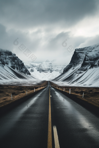 壮丽公路雪山风景美景