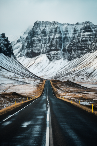 壮丽公路<strong>雪山风景</strong>高原