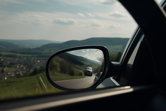 汽车后视镜风景镜子驾驶