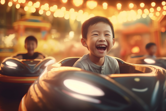 开碰碰车兴奋的儿童高兴娱乐项目