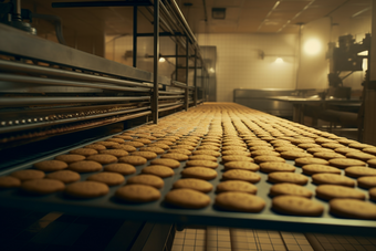 饼干工厂传送带流水线车间室内