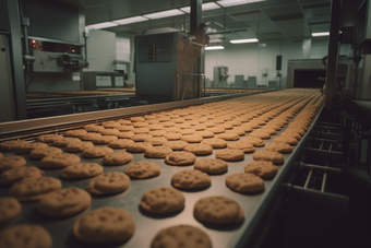 饼干工厂传送带流水线物流室内
