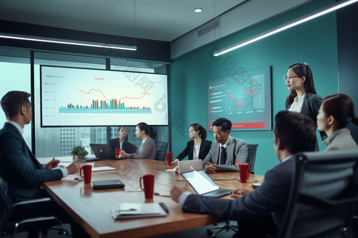 公司多人会议商务汇报室内图片-包图网