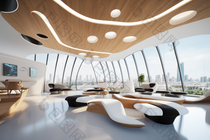 未来风建筑设计现代感室内图片-包图网