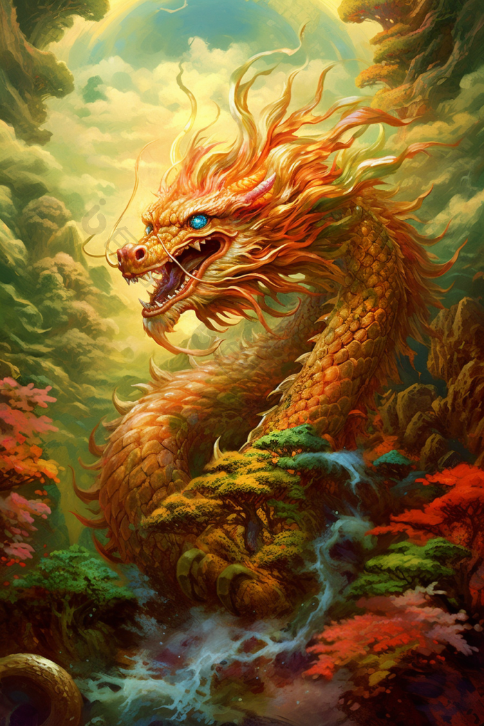 彩绘中国龙水墨画国风高清图片下载-包图网