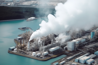 工业化工厂外景俯视图废气