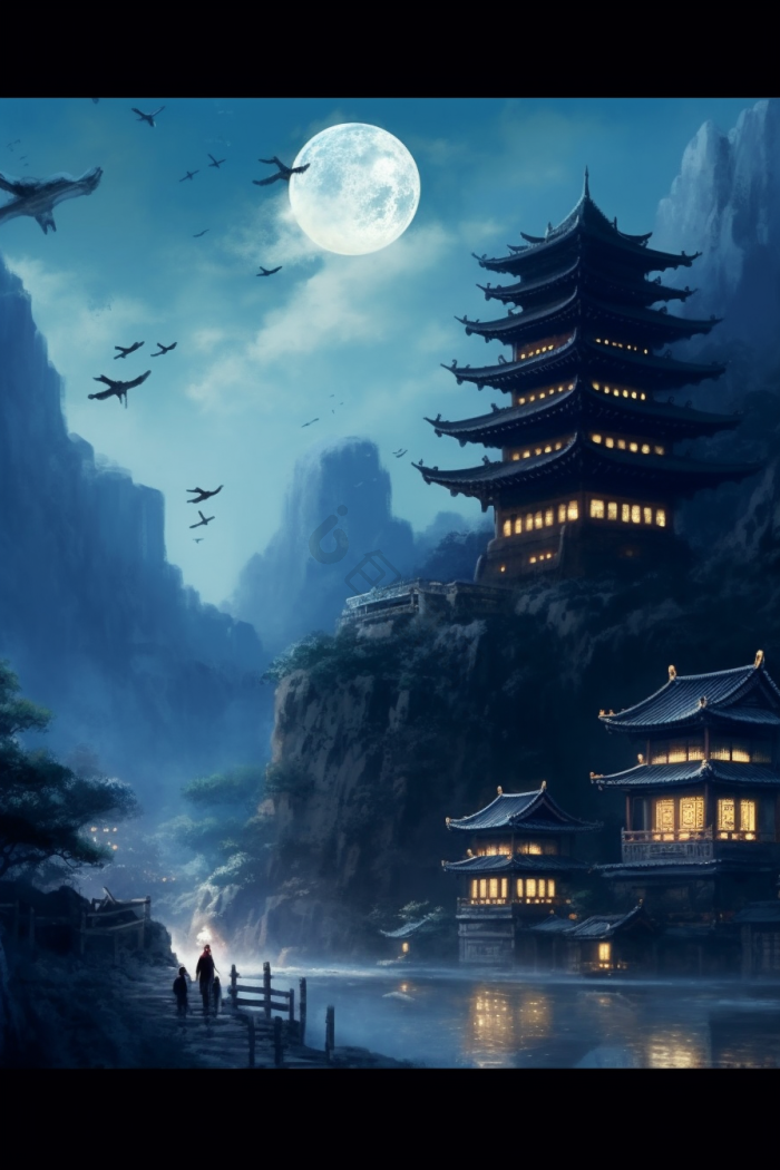 晚上插画-晚上插画图片-包图网