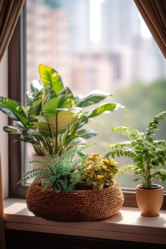 窗台上的绿色植物摄影图4