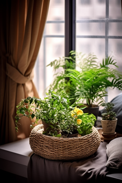 窗台上的绿色植物摄影图2