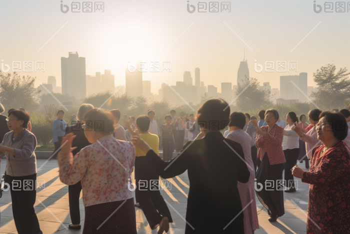 老年人公园广场舞跳舞老年生活图片-包图网