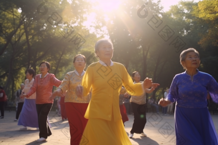 老年人公园广场舞锻炼活动图片-包图网