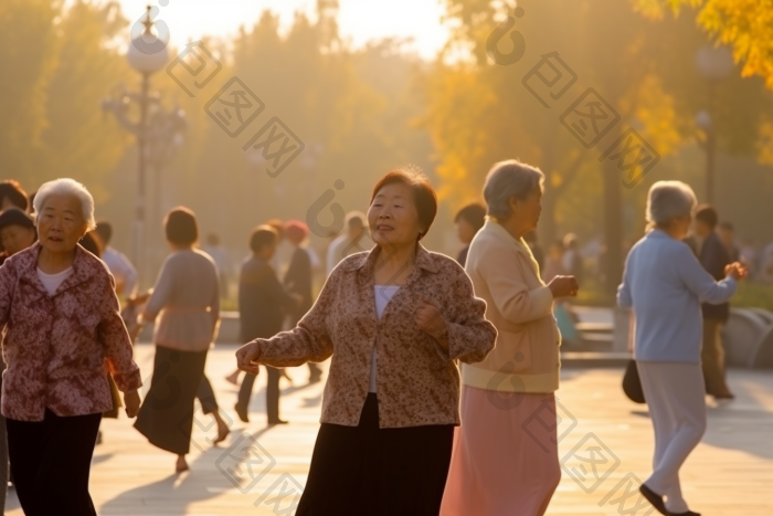 老年人公园广场舞跳舞老太图片-包图网