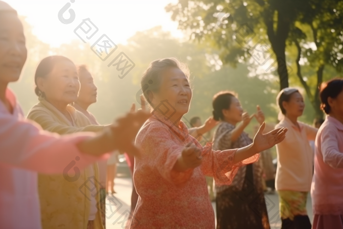 老年人公园广场舞摄影图图片-包图网
