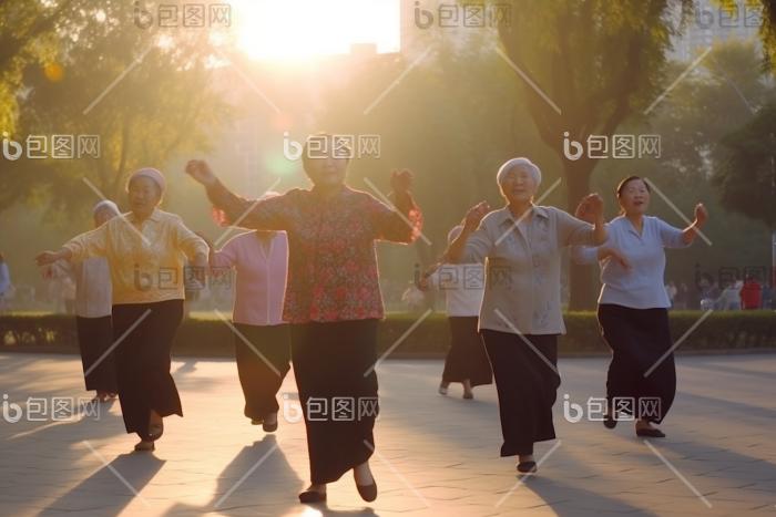 老年人公园广场舞运动老年生活图片-包图网