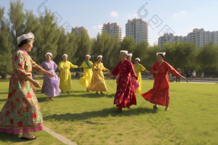 老年人公园广场舞舞蹈老太图片-包图网