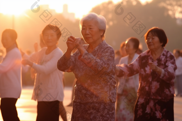 老年人公园广场舞摄影图图片-包图网