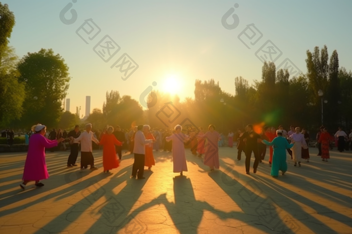 老年人公园广场舞活动老年生活图片-包图网