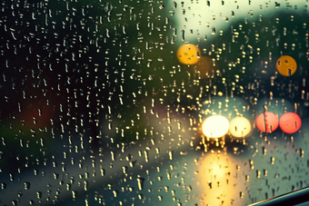 车窗上的雨滴雨天下雨